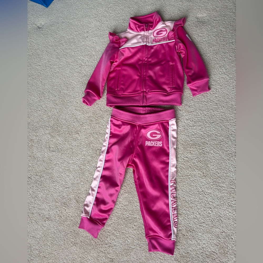 Pink Green Bay Packer Two Piece Zip Up 18 mo